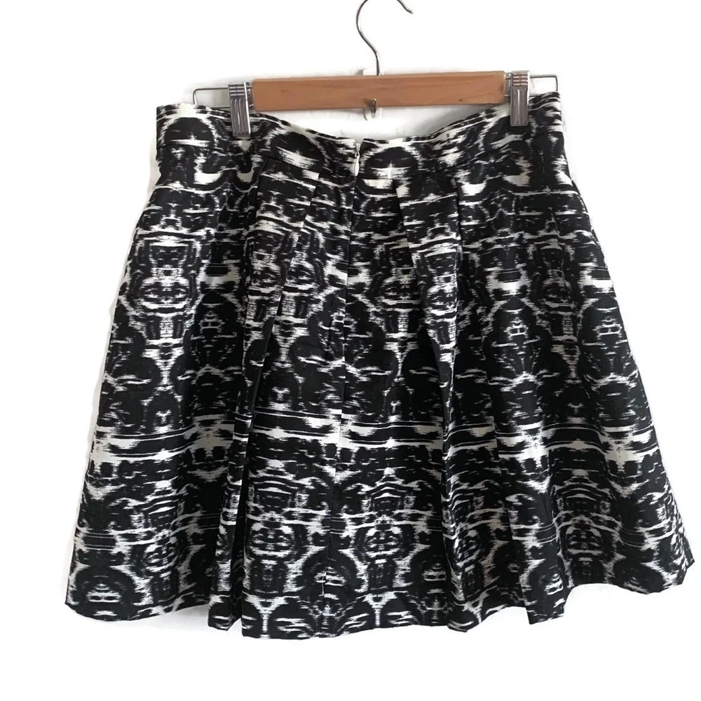 J. Crew Satin Pleated Black/White Mini Skirt